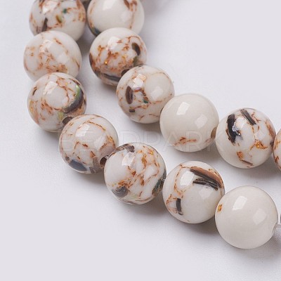 Sea Shell and Synthetic Turquoise Assembled Beads Strands X-G-G758-08-6mm-1