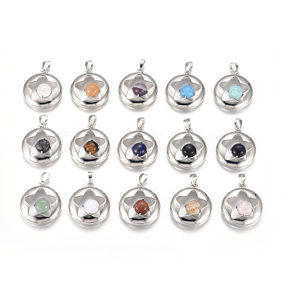 Natural & Synthetic Mixed Gemstone Pendants G-L512-S-1