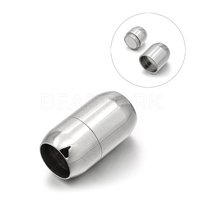 Tarnish Resistant Smooth 304 Stainless Steel Barrel Magnetic Clasps with Glue-in Ends STAS-E089-23F-1
