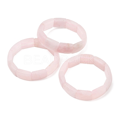 Rectangle Natural Rose Quartz Beaded Stretch Bracelets for Women Men GG-CBA9ACE-C07-1