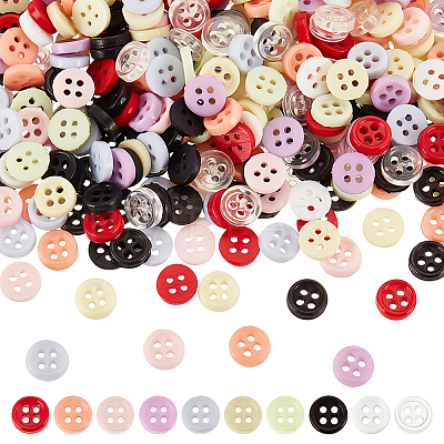 500Pcs 10 Colors Nylon Buttons BUTT-FG0001-22-1