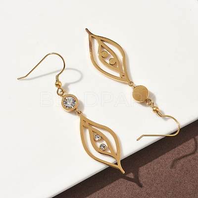 304 Stainless Steel Leaf Dangle Earrings EJEW-Z129-13G-1