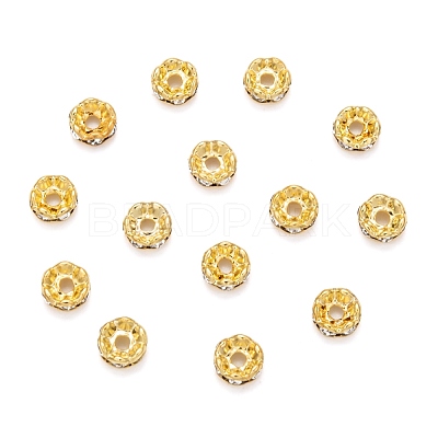 Brass Grade A Crystal Rhinestone Spacer Beads RB-A006-6MM-G-1