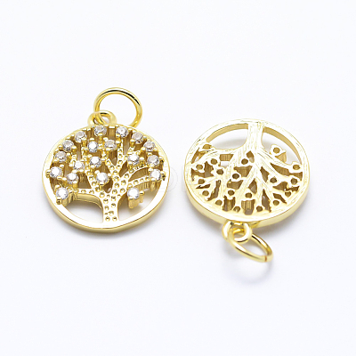 Brass Micro Pave Cubic Zirconia Charms ZIRC-L070-06G-1