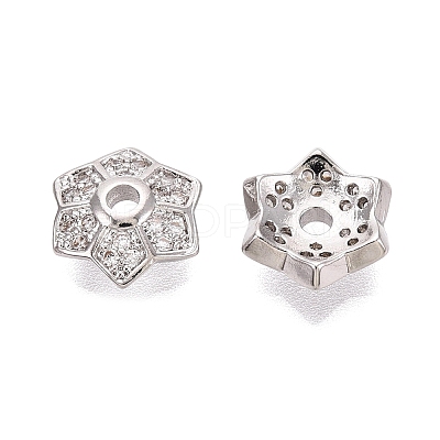 Brass Micro Pave Clear Cubic Zirconia Bead Caps KK-Q071-13P-02-1