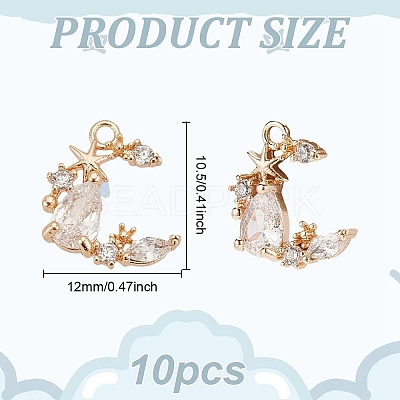 10Pcs Brass Micro Pave Cubic Zirconia Charm KK-GO0001-79-1
