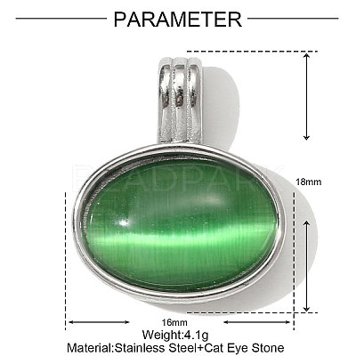 304 Stainless Steel Cat Eye Pendants CE-OY001-39P-1
