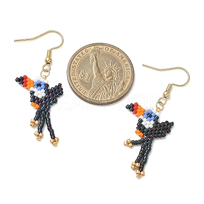 304 Stainless Steel MIYUKI Glass Seed Beads Bird Dangle Earrings EJEW-MZ00555-02-1
