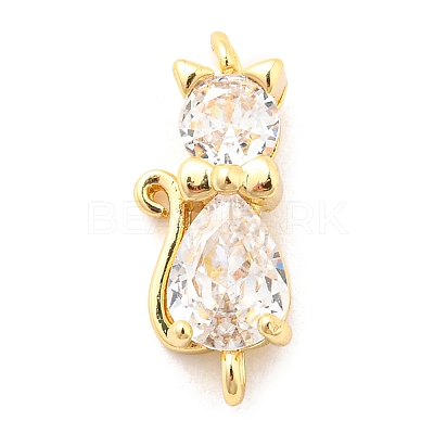 Brass Micro Pave Cubic Zirconia Kitten Links Connectors X1-ZIRC-G157-50G-1