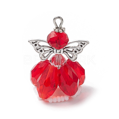 Faceted Glass Pendants PALLOY-MZ00583-1