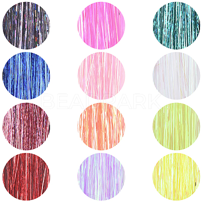 12Pcs 12 Colors Laser PET Hair Wig OHAR-SP0001-05B-1