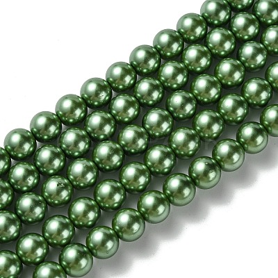 Eco-Friendly Dyed  Glass Pearl Round Bead Strands HY-A002-8mm-RB074-1