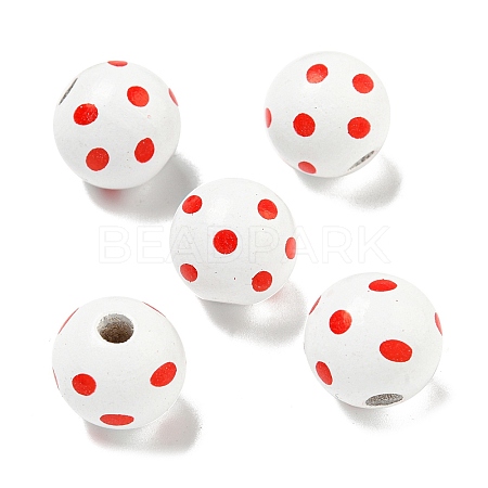 Printed Wood European Beads WOOD-G022-18H-1