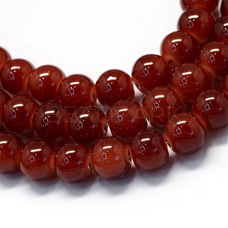 Baking Paint Imitation Jade Glass Round Bead Strands DGLA-Q021-8mm-11-1