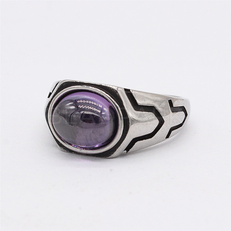 316L Surgical Stainless Steel and Synthetic Gemstone Finger Rings for Men FS-WG3E90C-32-1