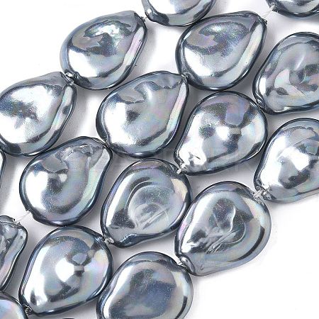 Electroplate Opaque Glass Imitation Pearl Strands EGLA-D302-02A-1
