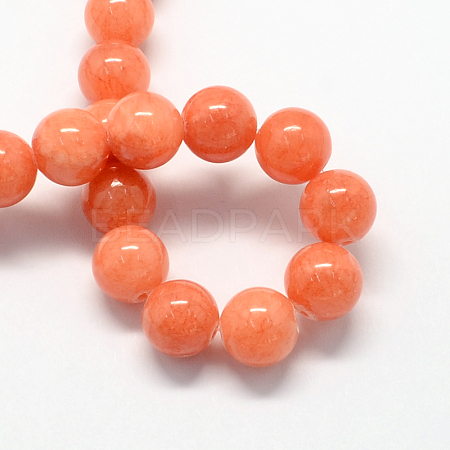 Natural Dyed Yellow Jade Gemstone Bead Strands G-R271-6mm-Y18-1