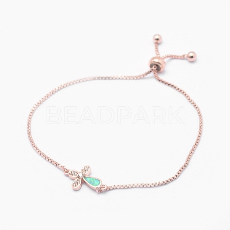 Adjustable Brass Synthetic Opal Bolo Bracelets BJEW-O165-11RG-1