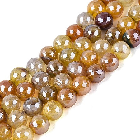 Electroplate Natural Agate Beads Strands G-T131-54M-1