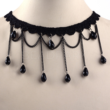 Gothic Style Vintage Lace Choker Necklaces X-NJEW-Q291-31-1
