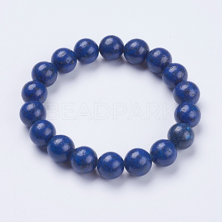 Natural Lapis Lazuli Beaded Stretch Bracelets BJEW-I253-10mm-09-1