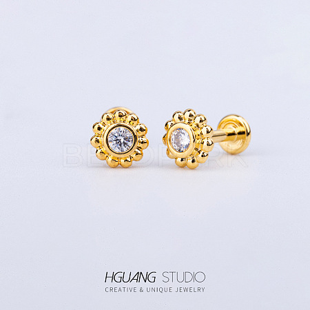 Stainless Steel Micro Pave Clear Cubic Zirconia Cartilage Earrings for Women Men WG126FA-02-1