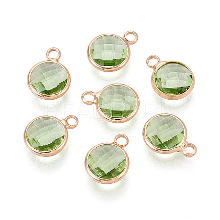 Golden Tone Brass Glass Charms X-GLAA-ZX008-24K-G-1