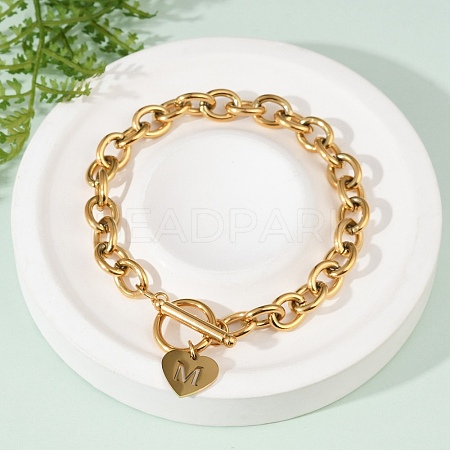 Golden 304 Stainless Steel Charm Bracelets NJEW-K284-01G-M-1