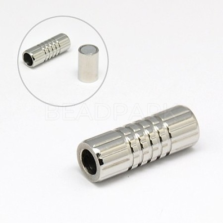 Tarnish Resistant 304 Stainless Steel Magnetic Clasps with Glue-in Ends STAS-K006-6mm-33C-1