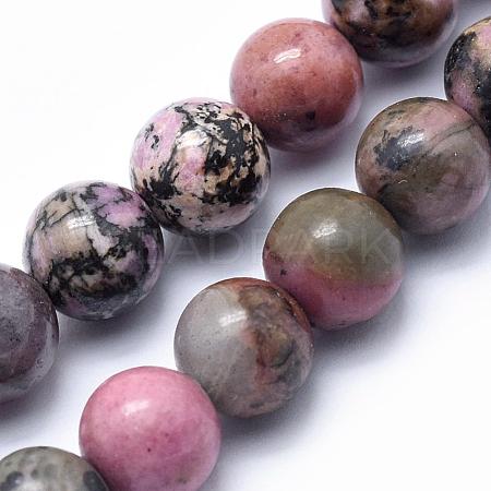 Natural Rhodonite Beads Strands G-G717-8mm-1