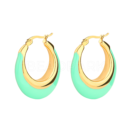 Colorful Double Spelling Crescent U-shaped Gold-plated Drip Glue Earrings PS7751-1-1