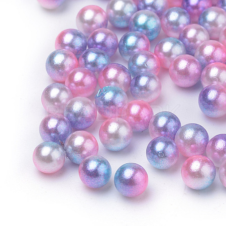 Rainbow Acrylic Imitation Pearl Beads OACR-R065-4mm-13-1