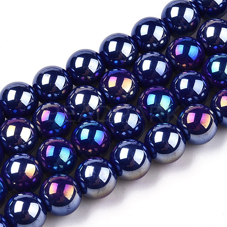 Electroplate Opaque Glass Beads Strands LS-GLAA-T032-P8mm-AB03-1