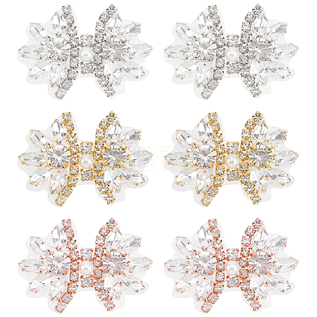 6Pcs 3 Style Glitter Hotfix Rhinestone Iron on Patches(Hot Melt Adhesive On The Back) AJEW-FG0003-69-1