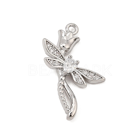 Brass Micro Pave Clear Cubic Zirconia Pendants CU-CBA3D76-04P-1