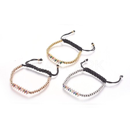(Jewelry Parties Factory Sale)Adjustable 304 Stainless Steel Braided Beaded Bracelets BJEW-L655-018-1