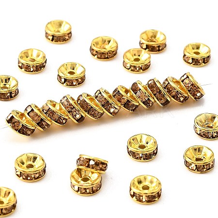 Brass Grade A Rhinestone Spacer Beads RSB036NF-05G-1