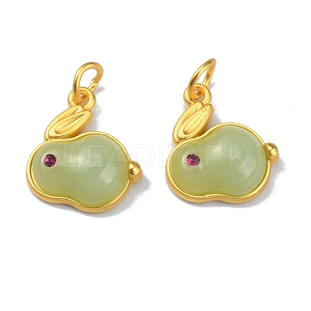 Rabbit Glass Charms GLAA-WH0030-09C-1