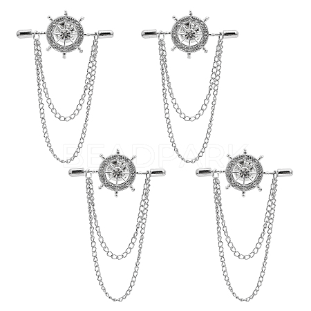 CHGCRAFT 4Pcs Crystal Rhinestone Helm with Chains Tassel Lapel Pin JEWB-CA0001-38P-1