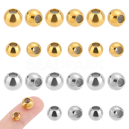 Unicraftale 24Pcs 4 Style 201 & 202 Stainless Steel Beads STAS-UN0043-18-1