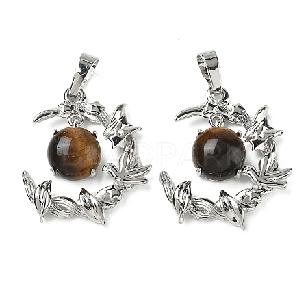 Natural Tiger Eye Pendants G-B194-01P-07-1