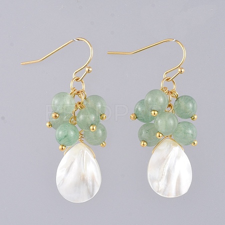 Natural Green Aventurine Dangle Earrings X-EJEW-JE03876-04-1