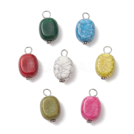 Crackle Opaque Acrylic Imitation Turquoise Pendants PALLOY-JF04257-1