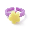 Handmade Flower Polymer Clay Cuff Ring for Teen Girl Women RJEW-JR00403-5