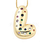 Brass Micro Pave Cubic Zirconia Letter Pendant Necklaces KK-Z069-01G-L-1