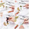 Pear Wood Handle and Wax Seal Brass Stamp Head Sets AJEW-CP0002-49-7