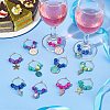 Ocean Theme Alloy Enamel with Plastic Imitation Pearl Wine Glass Charms AJEW-AB00095-4