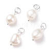 Grade B Natural Cultured Freshwater Pearl Charms X-PALLOY-JF01497-03-1