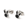 Enamel Rabbit Stud Earrings with 316 Surgical Stainless Steel Pins EJEW-A081-03P-2