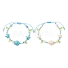 2Pcs 2 Colors Ocean Theme Synthetic Turquoise & Glass Seed Beaded Bracelets BJEW-MZ00305-2